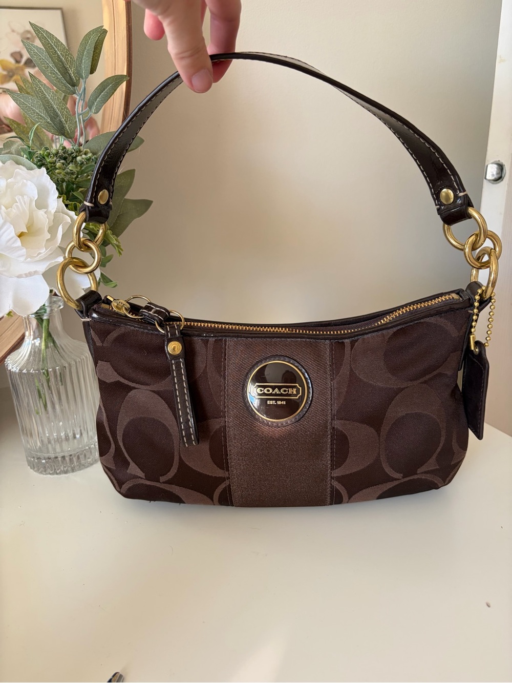 Chocolate brown coach purse
